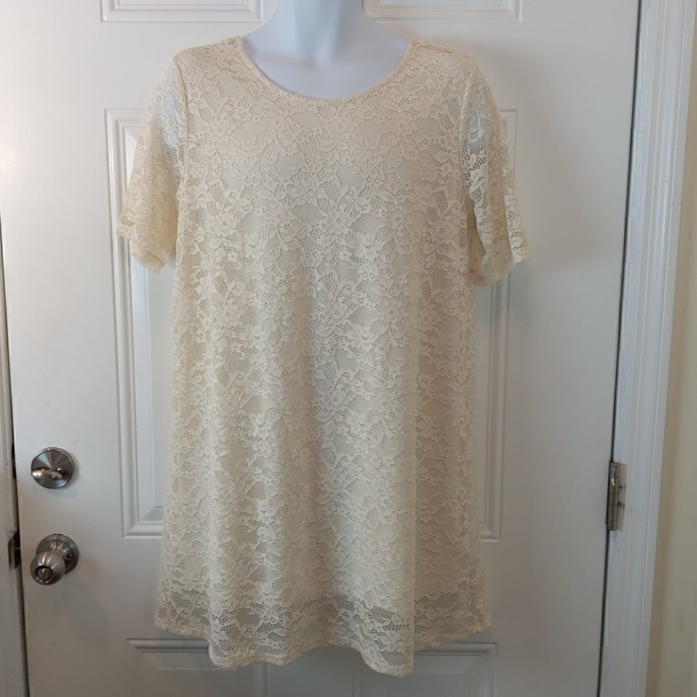 Monki winter white lace swing dress